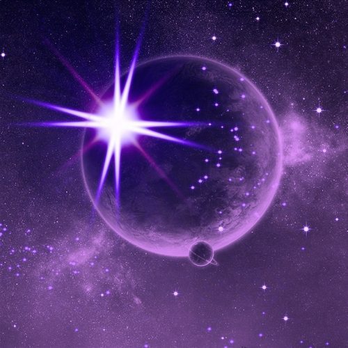 stars and planet in purple